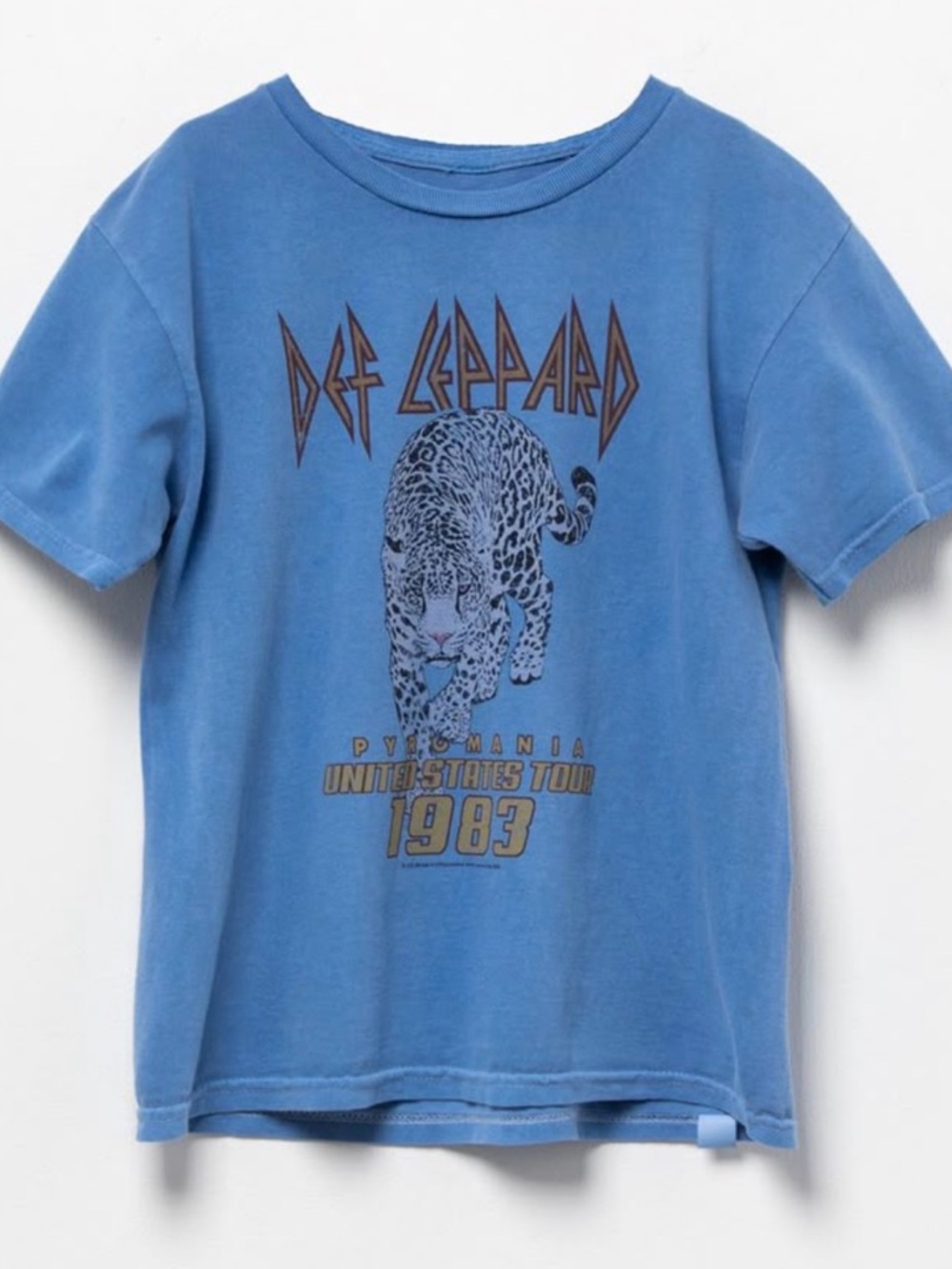 Tilly's Blue Cropped Def Leppard Graphic Tee 100% Cotton XL